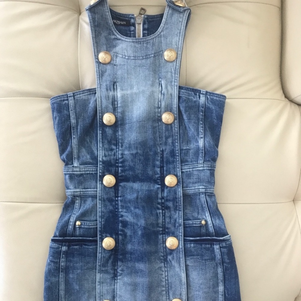 BALMAIN-DENIM-MINI DRESS.